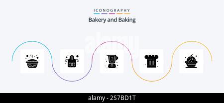 Baking Glyph 5 Icon Pack Including chef hat. cafe. kitchen. measuring. cooking Stock Vector