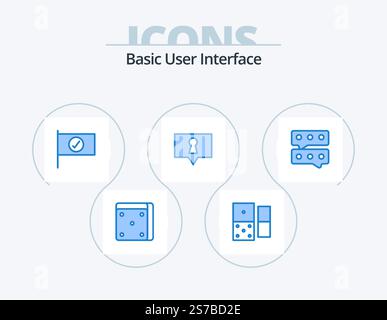 Basic Blue Icon Pack 5 Icon Design. . . sign. message. bubble Stock Vector