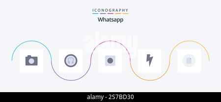Whatsapp Flat 5 Icon Pack Including ui. file. app. document. basic Stock Vector