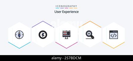 User Experience 25 FilledLine icon pack including . development. monitor. server. search Stock Vector