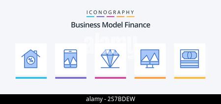 Finance Blue 5 Icon Pack Including . hands. pack. cash. Creative Icons Design Stock Vector