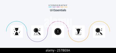 Ui Essentials Glyph 5 Icon Pack Including interface. browser. search. ui. direction Stock Vector