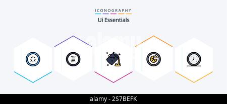Ui Essentials 25 FilledLine icon pack including diagram. analytics. menu. paint. colour Stock Vector