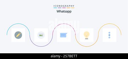 Whatsapp Flat 5 Icon Pack Including ui. app. basic. ui. bulb Stock Vector