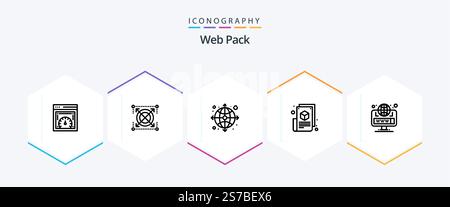Web Pack 25 Line icon pack including browser. web blogging. arrow. blogging. blog page Stock Vector