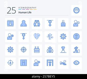 Human 25 Blue Color icon pack including interface. avatar. communication. human. gender Stock Vector