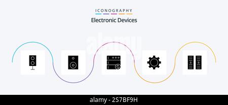 Devices Glyph 5 Icon Pack Including . devices. server. data center Stock Vector