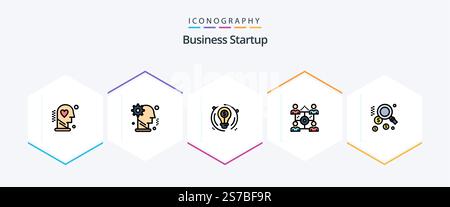 Business Startup 25 FilledLine icon pack including share. network. mechanism. business. circle Stock Vector
