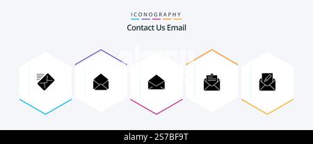 Email 25 Glyph icon pack including email. compose. mail. text. mail Stock Vector