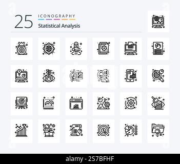 Statistical Analysis 25 Line icon pack including growth. diagram. graph ...