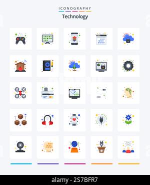Technology 25 Flat icon pack including globe. sound recorder. plant ...
