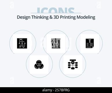 Design Thinking And D Printing Modeling Glyph Icon Pack 5 Icon Design. file. wallpaper. mouse. poster. arrow Stock Vector