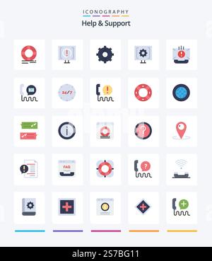 Creative Help And Support 25 Flat icon pack  Such As customer. all day. service. mail. email Stock Vector