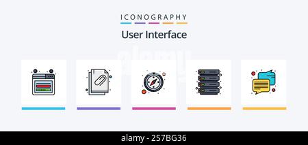 User Interface Line Filled 5 Icon Pack Including watch. hand watch. hosting. file. attachment. Creative Icons Design Stock Vector