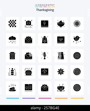 Creative Thanksgiving 25 Glyph Solid Black icon pack  Such As holiday. dinner. sports. season. fall Stock Vector