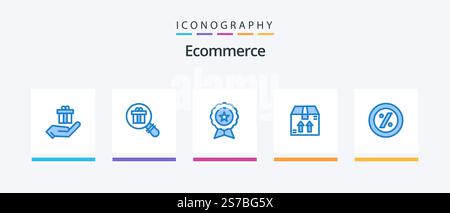 Ecommerce Blue 5 Icon Pack Including percent. package. badge. ecommerce. trusted. Creative Icons Design Stock Vector