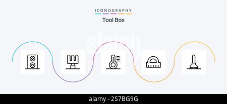 Tools Line 5 Icon Pack Including . ruler. Stock Vector