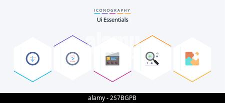 Ui Essentials 25 Flat icon pack including in. add. next. usability. prototype Stock Vector