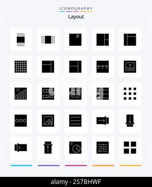 Creative Layout 25 Glyph Solid Black icon pack  Such As profiles. accounts. steps. graph. wireframe Stock Vector