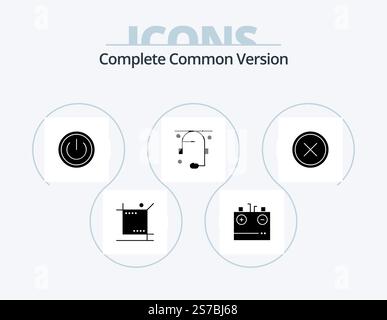 Complete Common Version Glyph Icon Pack 5 Icon Design. help. communication. electricity. ui. on Stock Vector