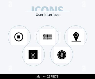 User Interface Glyph Icon Pack 5 Icon Design. location. interface. basic. finance. card Stock Vector