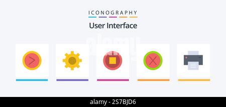 User Interface Flat 5 Icon Pack Including interface. user. basic. no. cross. Creative Icons Design Stock Vector