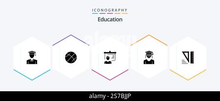 Education 25 Glyph icon pack including tools. education. education. woman. education Stock Vector