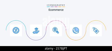 Ecommerce Blue 5 Icon Pack Including tag. label. gift. ecommerce. phone Stock Vector
