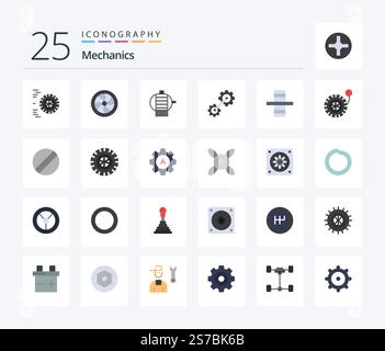 Mechanics 25 Flat Color icon pack including pump. side. engine. gear. industrial Stock Vector