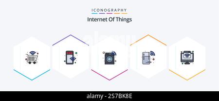 Internet Of Things 25 FilledLine icon pack including web. smart. machine. internet. smart Stock Vector