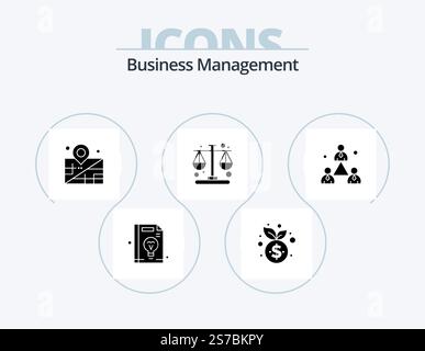 Business Management Glyph Icon Pack 5 Icon Design. management. business. location. balance. management Stock Vector