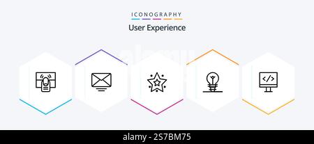 User Experience 25 Line icon pack including light. bulb . mail . interface Stock Vector
