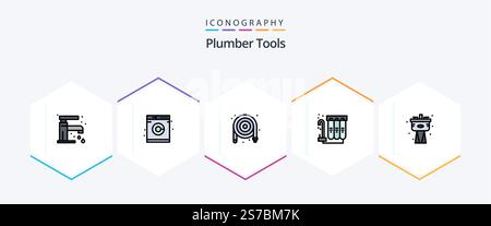 Plumber 25 FilledLine icon pack including plumbing. mechanical. mechanical. water. filtration Stock Vector
