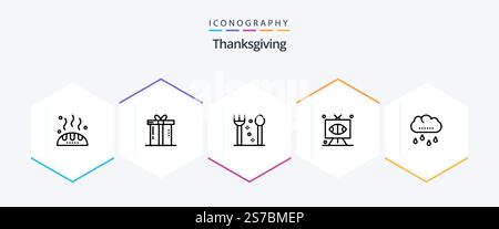 Thanks Giving 25 Line icon pack including cloud. sports. thanksgiving. rugby. football Stock Vector