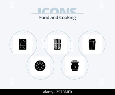 Food Glyph Icon Pack 5 Icon Design. corn. set. grain. kitchen. done Stock Vector