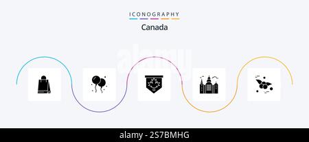 Canada Glyph 5 Icon Pack Including . fruit. canada. food. canada Stock Vector