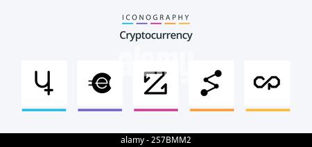Cryptocurrency Glyph 5 Icon Pack Including coin . crypto . crypto currency. coin. Creative Icons Design Stock Vector