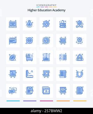 Creative Academy 25 Blue icon pack  Such As engineering. academy. study. education. apple Stock Vector