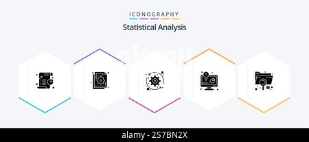 Statistical Analysis 25 Glyph icon pack including business solution. business idea. failure. business development. system Stock Vector