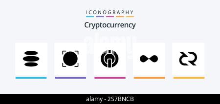 Cryptocurrency Glyph 5 Icon Pack Including blockchain . crypto . crypto currency. coin. Creative Icons Design Stock Vector