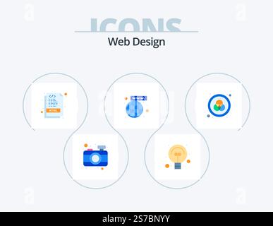 Web Design Flat Icon Pack 5 Icon Design. . web. coding. rgb. web Stock Vector