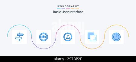 Basic Blue 5 Icon Pack Including basic. duplicate. set. copy. mobile Stock Vector
