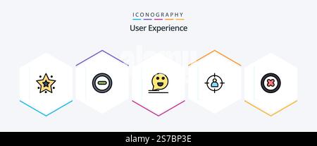 User Experience 25 FilledLine icon pack including remove. user. comment. target. man Stock Vector