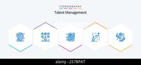 Talent Management 25 Blue icon pack including star. user. user. chart. report Stock Vector