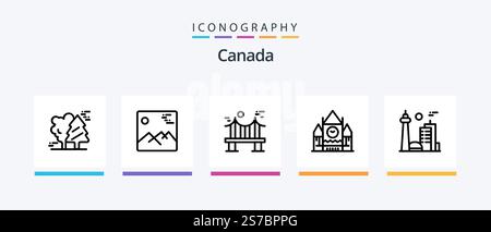 Canada Line 5 Icon Pack Including image. canada. canada. cap. olympics. Creative Icons Design Stock Vector