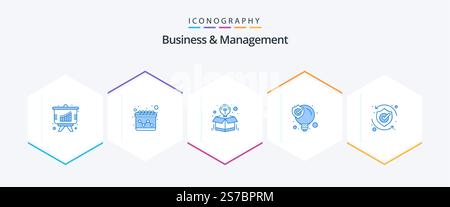 Business And Management 25 Blue icon pack including security. protect. idea. solution. seo Stock Vector