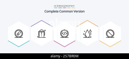 Complete Common Version 25 Line icon pack including block. drop. code. drink. web Stock Vector