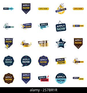 Promote Your Opportunities in Style with Our Pack of 25 Apply Now Banners Stock Vector