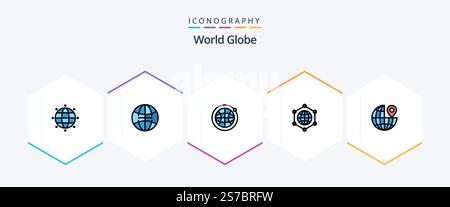 Globe 25 FilledLine icon pack including . internet. Stock Vector