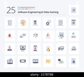 Software Engineering And Video Gaming Flat 5 Icon Pack Including ...